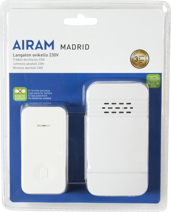 Airam 7020502 - dørklokke Madrid kinetisk