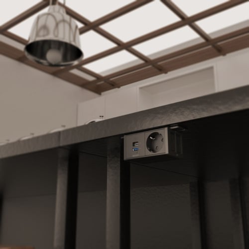 DELTACO strømpanel, 1 stik, 1x21W A+C USB-lader, GST18-kontakt