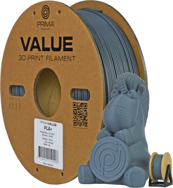PrimaValue PLA+ filament til 3D-printer, 1.75 mm, mørkegrå