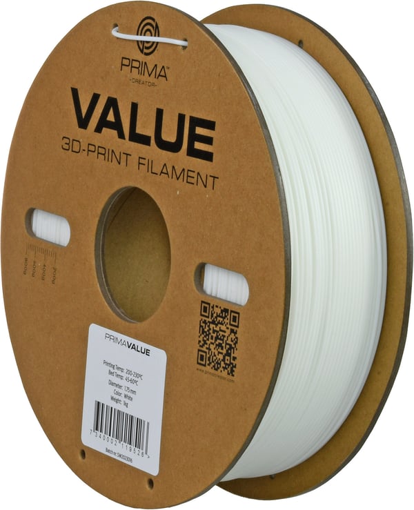 PrimaValue PETG filament til 3D-printere, 1,75 mm, hvid
