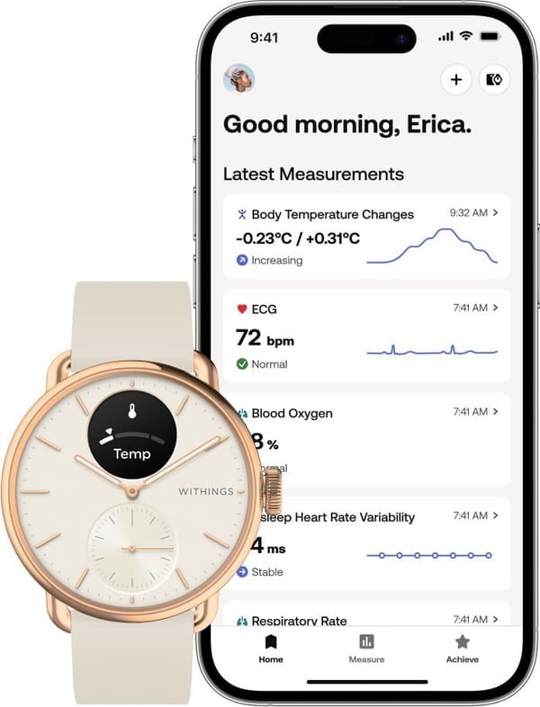 Withings Scanwatch 2 - smartklocka, 38 mm, roséguld