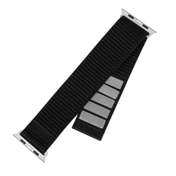 Fixeret nylonrem til smartwatch, Apple Watch 42 / 44 / 45 / 46 / 49 mm, sort