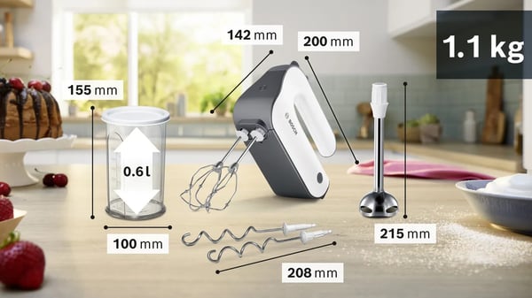 Bosch Styline MFQ4 elvisp, 850 W, vit