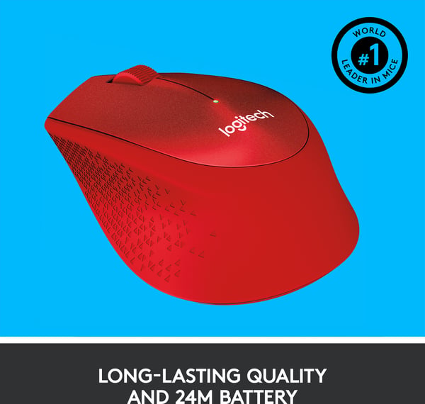 Logitech M330 Silent Plus -mus, röd