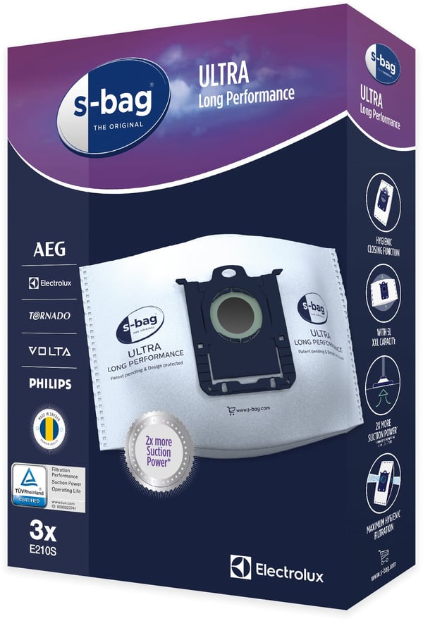 Electrolux Ultra Long Performance E210S S-Bag -fugtposer, 3 stk.