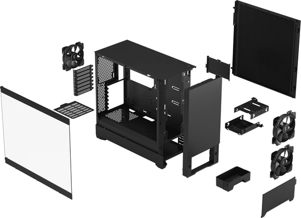 Fractal Design Pop Silent Black TG Clear ATX-kabinet med vindue, sort
