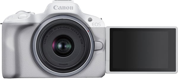 Canon EOS R50 -systemkamera, vit + 18-45 mm objektiv