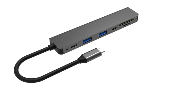 Fuj:tech Slim USB-C-hubb med 100 W PD-laddning, 5 portar