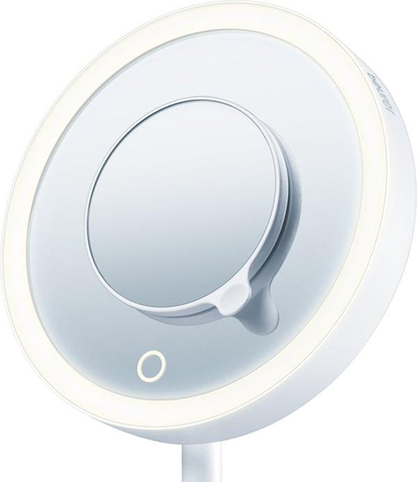 Beurer BS 45 makeup spejl, 17,5 cm, med LED-lys og forstørrelses spejl, batteridrevet