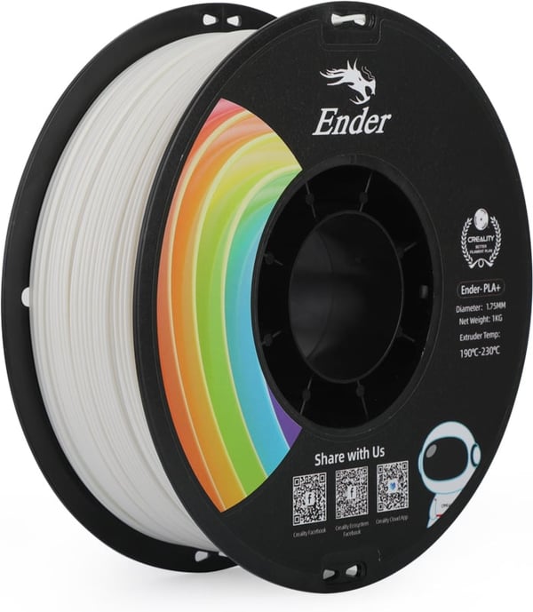 Creality Ender - PLA+ -filament för 3D-skrivare, 1,75 mm, vit
