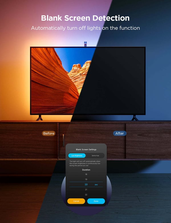 Govee TV Baggrundsbelysning 3 Lite - LED-lysslynge til 55 - 65" tv-apparater