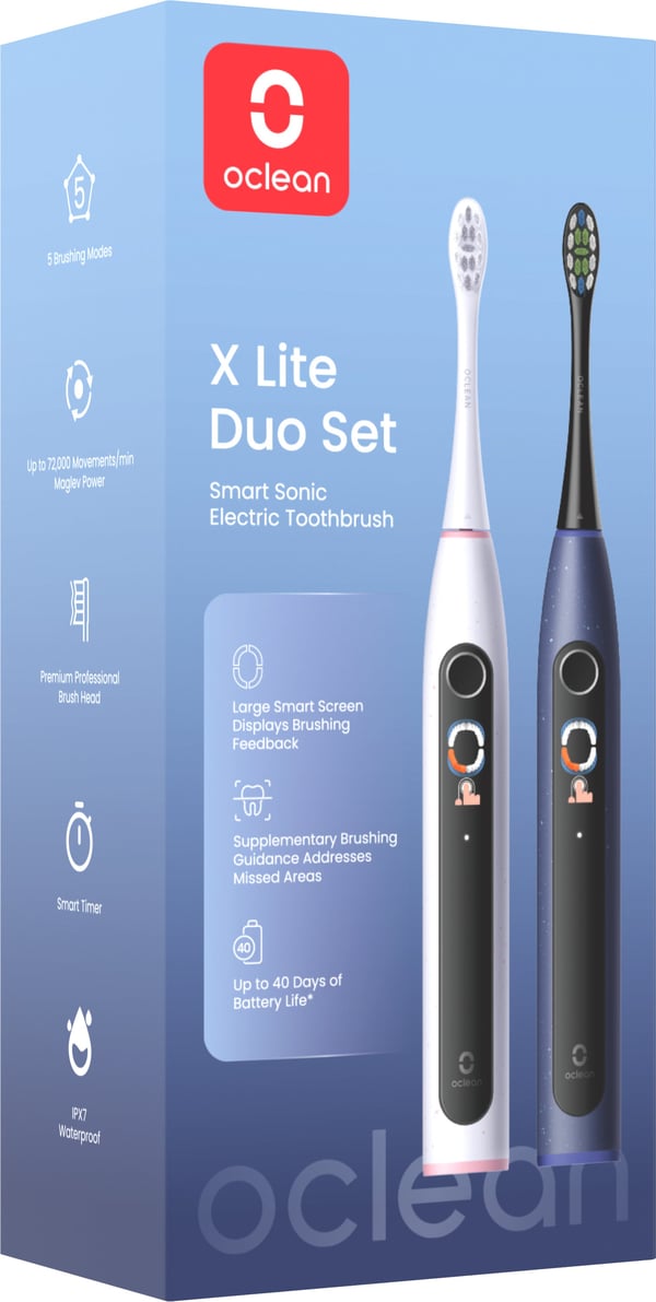 Oclean X Lite Smart Sonic Duo Set - eltandbørste, grå og blå