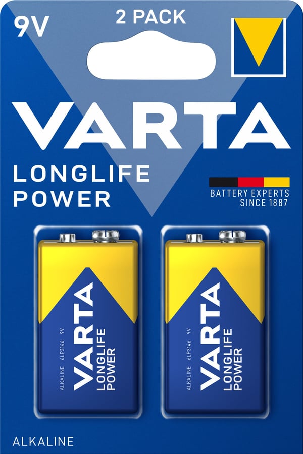 Varta Longlife Power -alkalibatteri, 9V (LR61) 2 stk.