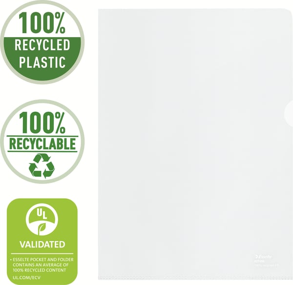 Esselte 100% återvunnen plastficka, A4, 100 mikron