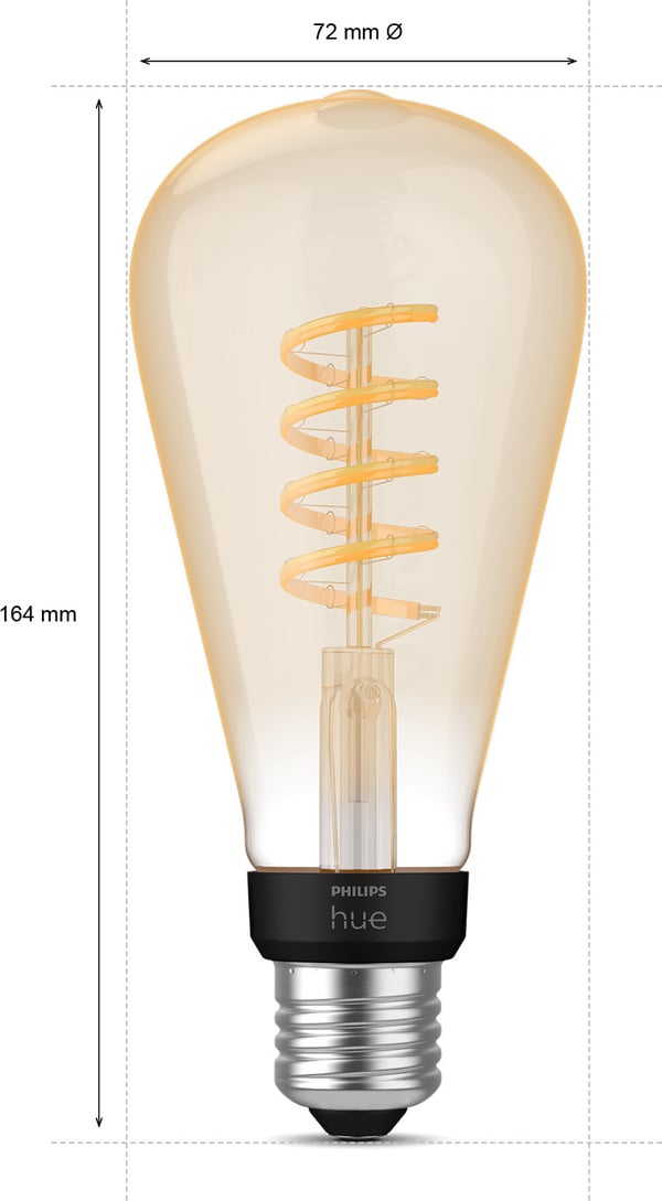 Philips Hue - filamentpære, White ambiance Filament Edison, E27, 550 lm