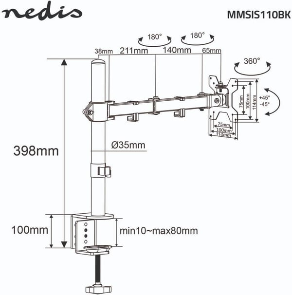Nedis Single-monitorarm för en skärm