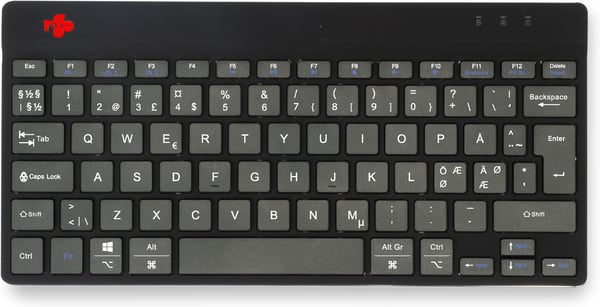 R-Go Compact Break - ergonomisk tastatur med pauseprogramvare, trådløs, sort