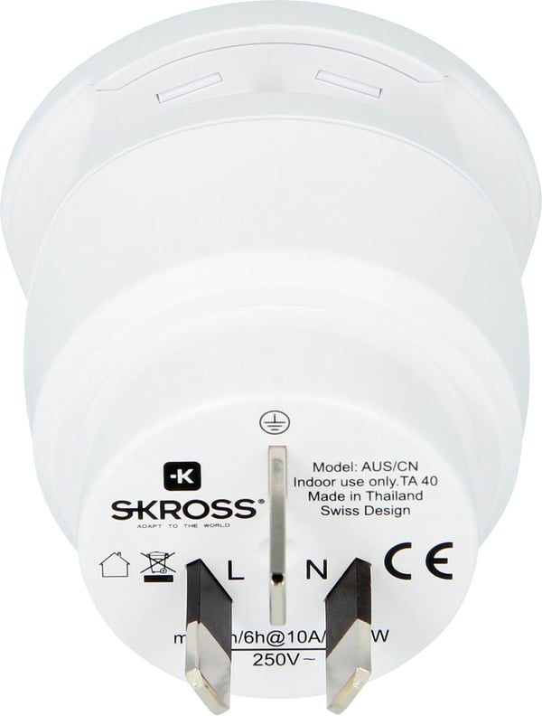 SKROSS Combo World rejseadapter Australien/Kina 2in1, Australien og Europa