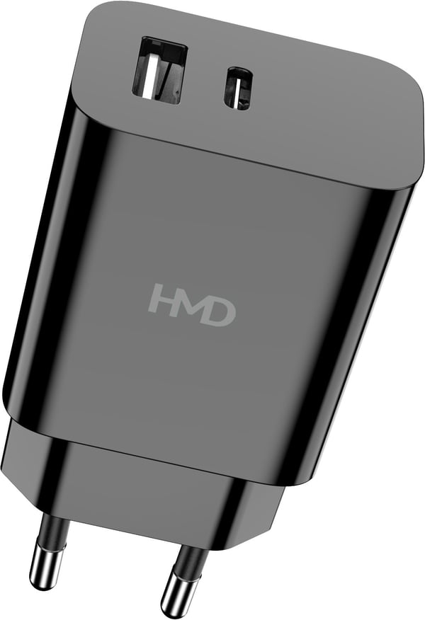 HMD Dual Port Væglader 30 W - netadapter, sort