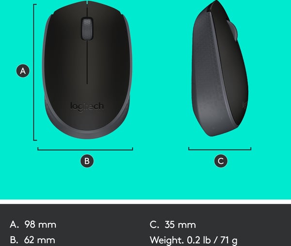 Logitech M170 -trådlös mus, grå