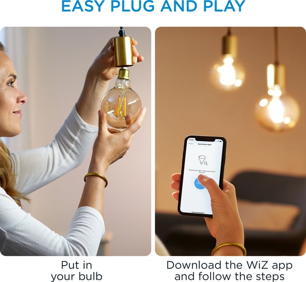 WiZ smartlampe globe, E27, Wi-Fi, 2000-5000 K