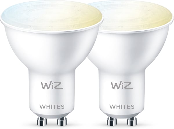 WiZ smartpære, GU10, hvide lysnuancer, Wi-Fi, 2700-6500 K, 345 lm, 2-pak