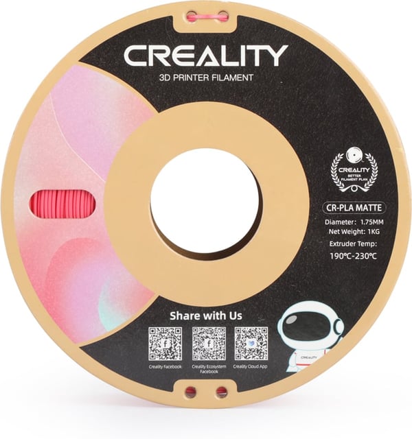 Creality CR-PLA Matte filament til 3D-printere, 1,75 mm, jordbær rød