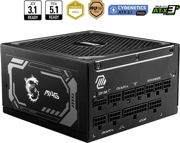 MSI MAG A1250GL PCIE5 ATX-nätaggregat, 1250 W