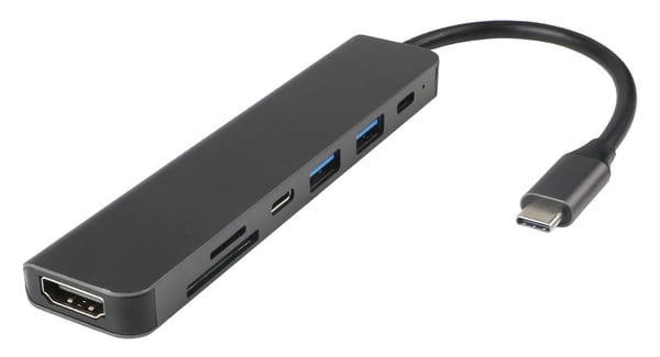 Fuj:tech Slim USB-C-hubb med 100 W PD-laddning, 5 portar