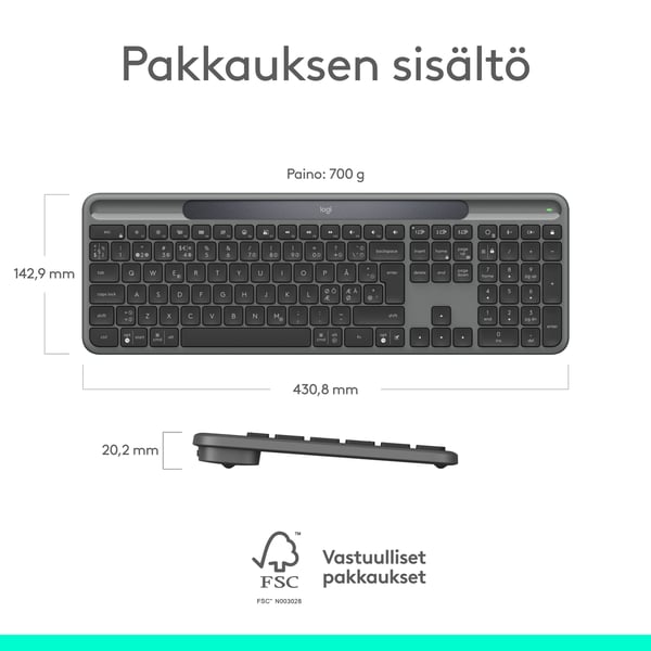 Logitech Signature Slim Solar+ trådlöst tangentbord