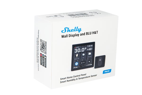 Shelly Väggdisplay svart pekskärm + BLU H&T sensor