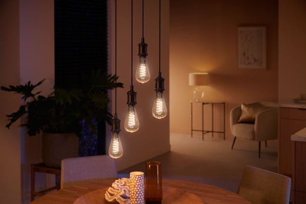 Philips Hue - filamentpære, White ambiance Filament Edison, E27, 550 lm