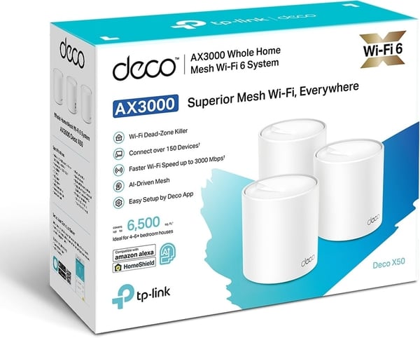 TP-LINK Deco X50 WiFi 6 Mesh system, 3-pack