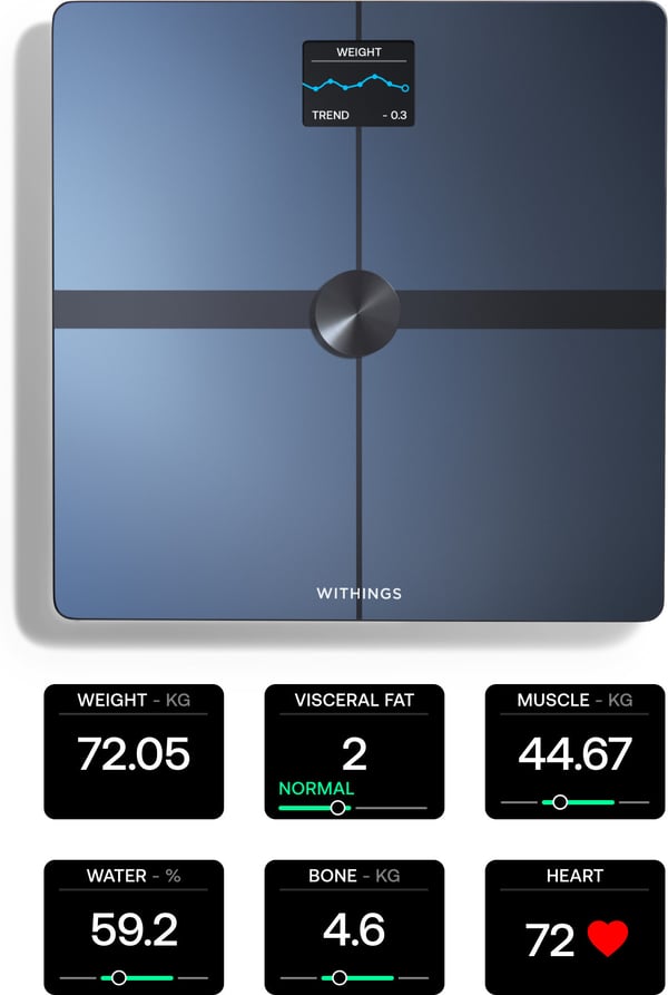 Withings Body Smart Sort -kropskompositionsvægt med Wi-Fi-forbindelse