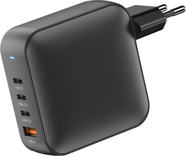 FoneKit GaN PD 165W nätadapter, USB-A + 3 x USB-C, svart