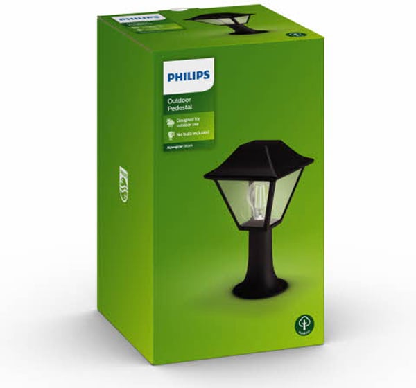Philips Alpenglow - stolpelampe, E27, sort, kort