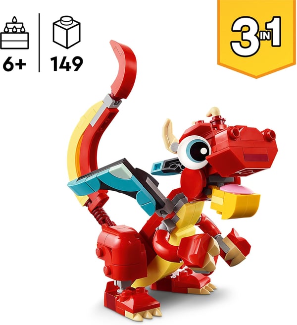 LEGO Creator Röd drake 3-i-1-djurlekset 31145