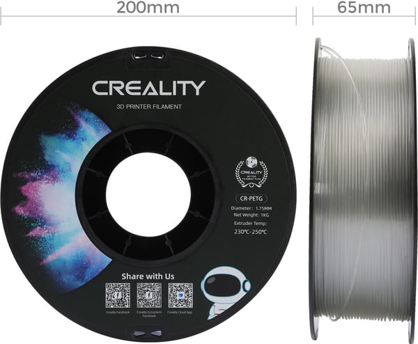 Creality CR-PETG filament til 3D-printer, 1,75 mm, gennemsigtig