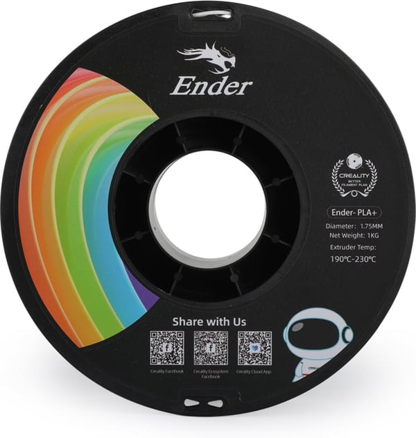 Creality Ender - PLA+ -filament för 3D-skrivare, 1,75 mm, vit
