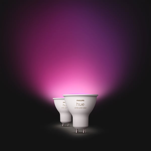 Philips Hue -LED-pære, BT, Hvid og farve stemning, GU10, 4,2 W, 2-pak