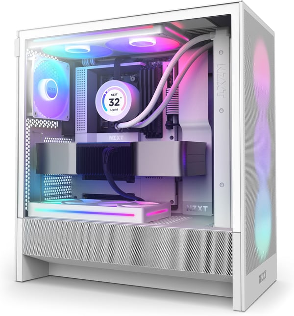 NZXT H5 Flow RGB (2024) ATX-chassis med vindue, hvid