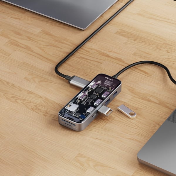 Deltaco Transparent - gennemsigtig USB-C-hub
