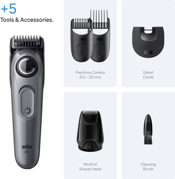 Braun Series 3 skäggtrimmer, BT3560, Grå