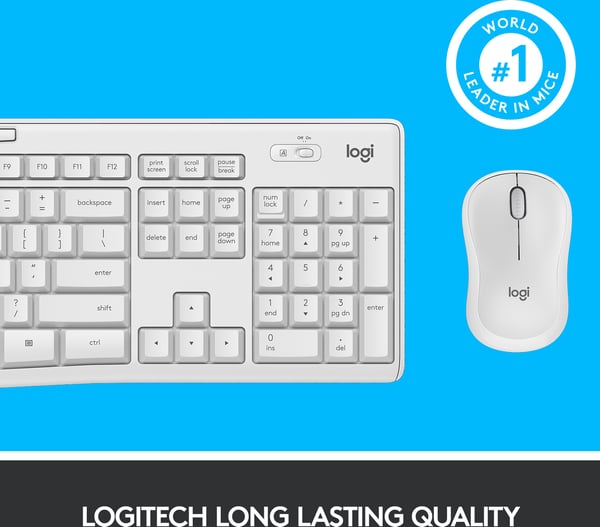 Logitech MK295 tastatur og mus, hvid