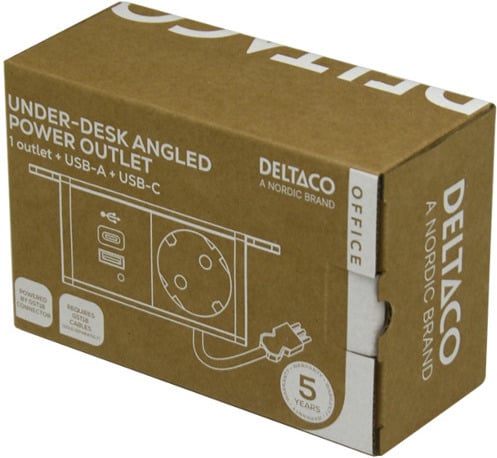 DELTACO strømpanel, 1 stik, 1x21W A+C USB-lader, GST18-kontakt