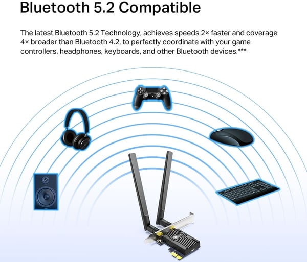 TP-LINK Archer TX55E Dual-band PCI-E-WiFi 6-adapter og Bluetooth 5.2-adapter