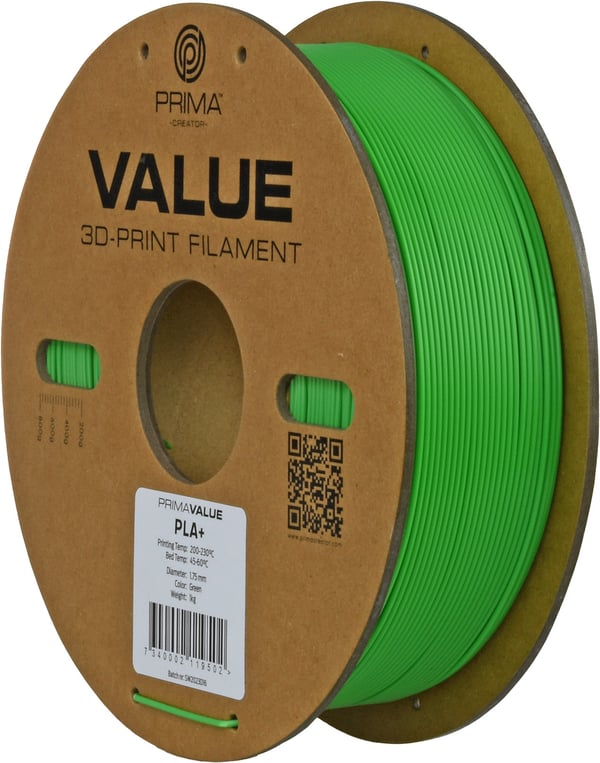 PrimaValue PLA+ filament til 3D-printere, 1,75 mm, grøn