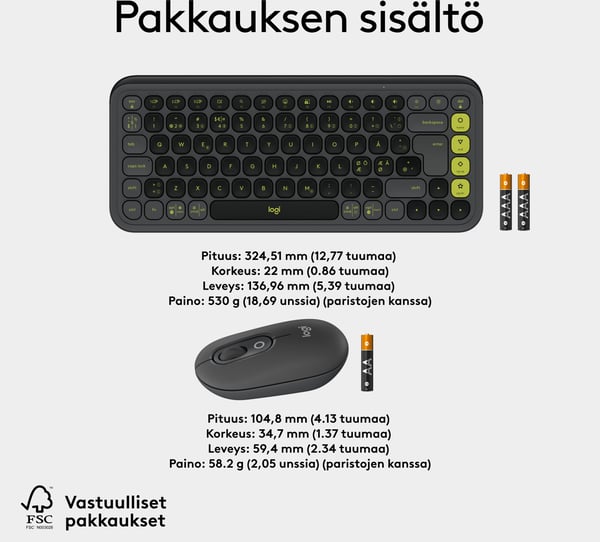 Logitech POP Icon Combo -tastatur og mus, grafit
