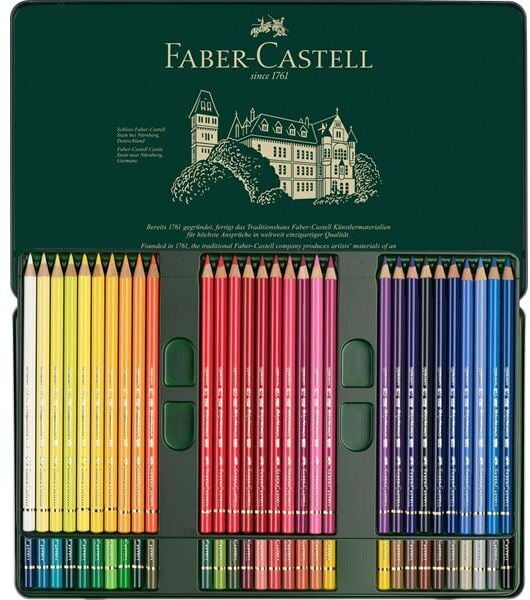 Faber-Castell Polychromos färgpennor i plåtask, 60 färger
