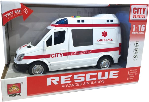 Ambulance-legetøj, med lys og lyde